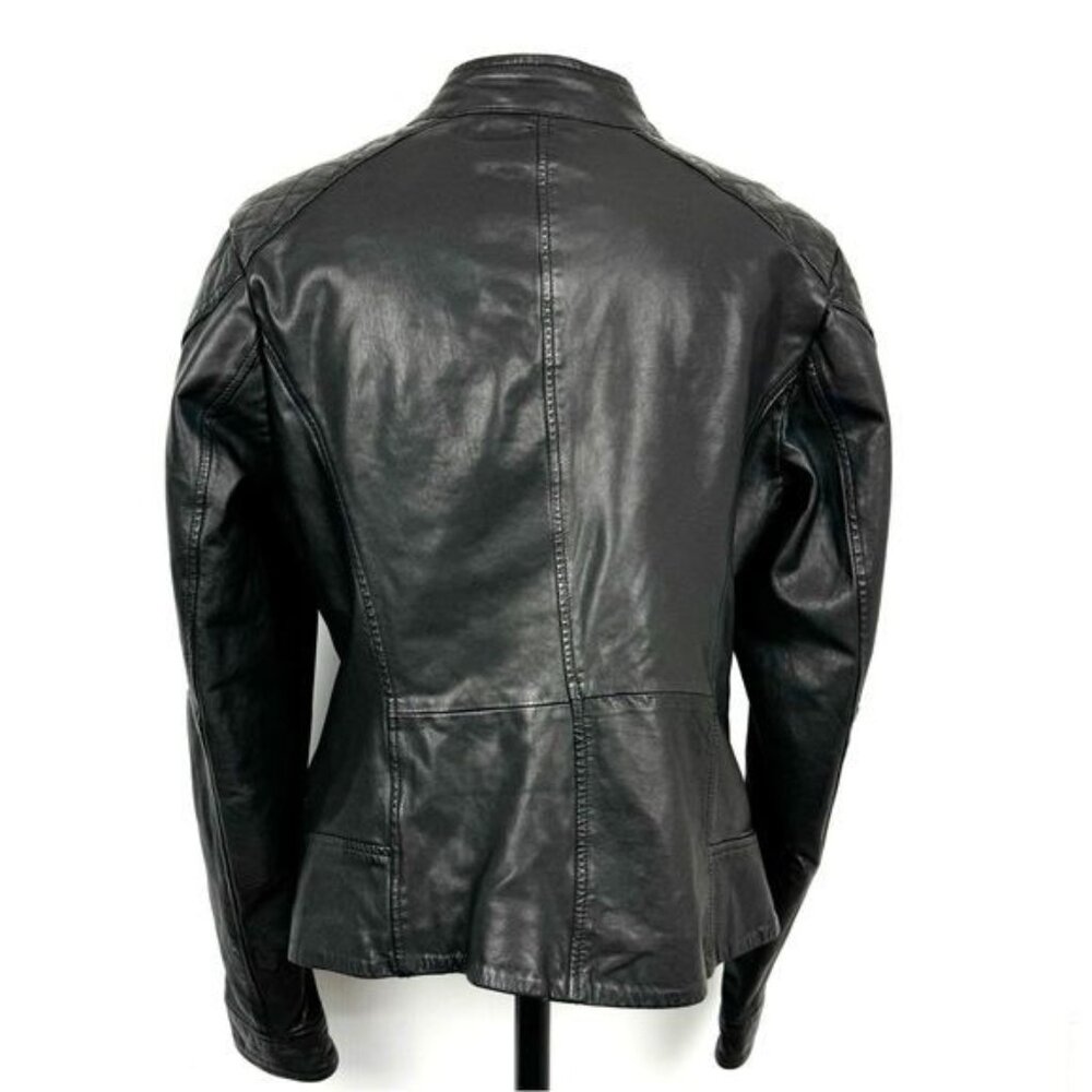 Bod & Christensen Diamond Quilted Shoulder Leather Moto Jacket Large - Picture 2 of 13